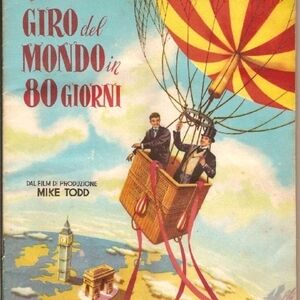 Around the World in 80 Days Hot Air Balloon cover.FIGURINE JULES VERNE